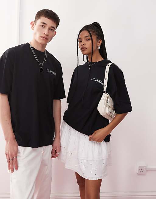 ASOS DESIGN Unisex Oversized T-shirt With Guinness Prints In Black