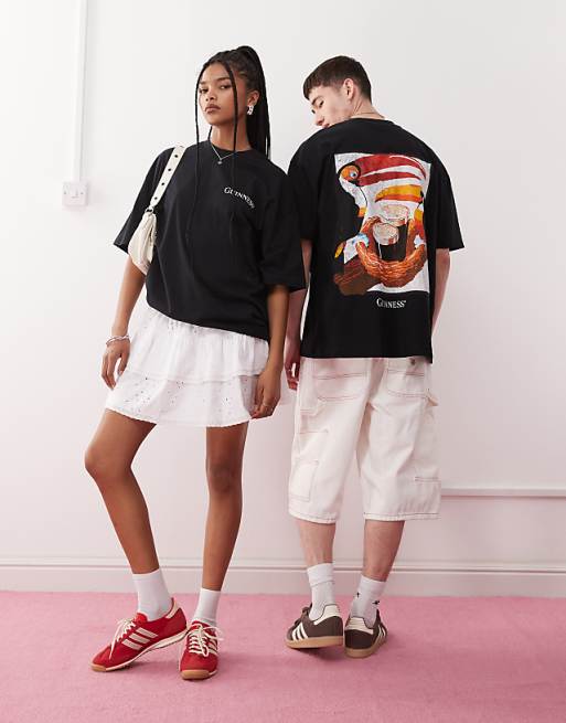 ASOS DESIGN unisex oversized t-shirt with Guinness prints in black