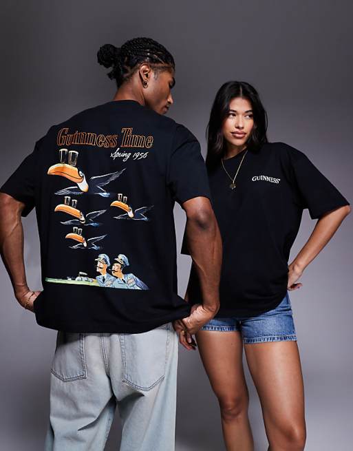 ASOS DESIGN unisex oversized t-shirt with Guinness prints in black