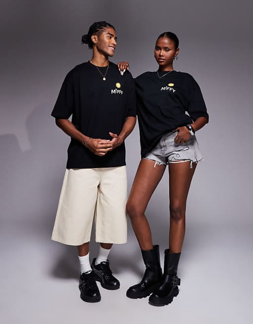 ASOS DESIGN Unisex Oversized T-shirt With Miffy Prints In Black
