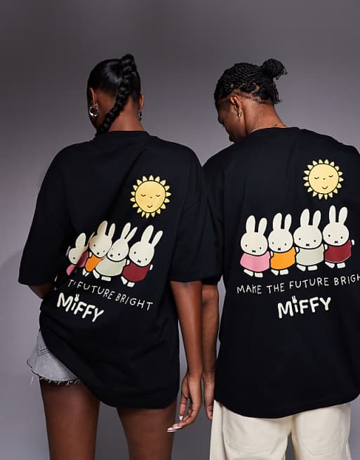 ASOS DESIGN Unisex Oversized T-shirt With Miffy Prints In Black