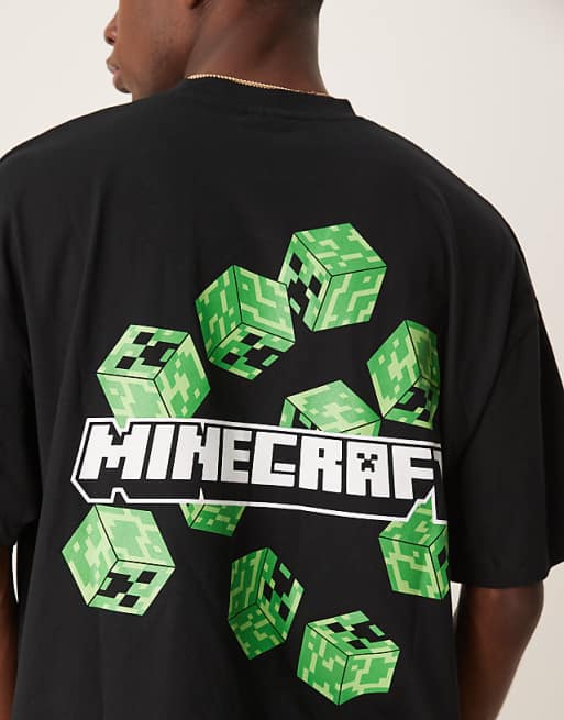 ASOS DESIGN Unisex Oversized T-shirt With Minecraft Prints In Black