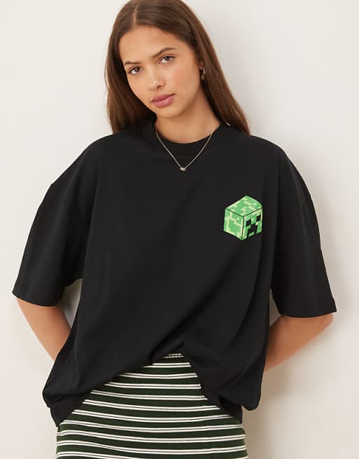 ASOS DESIGN Unisex Oversized T-shirt With Minecraft Prints In Black