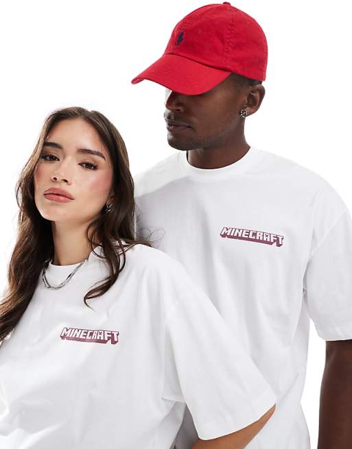 ASOS DESIGN Unisex Oversized T-shirt With Minecraft Prints In White
