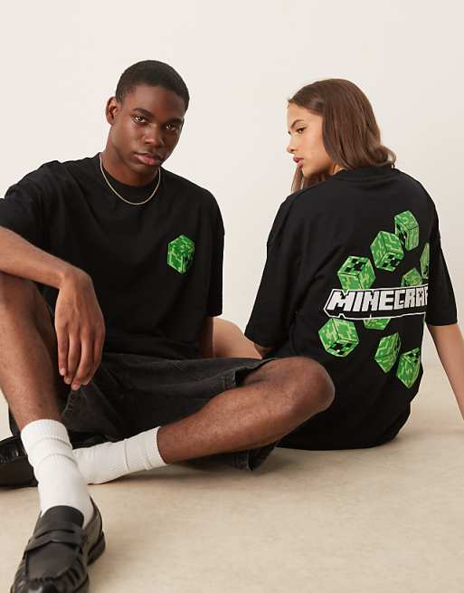 ASOS DESIGN unisex oversized t-shirt with Minecraft prints in black