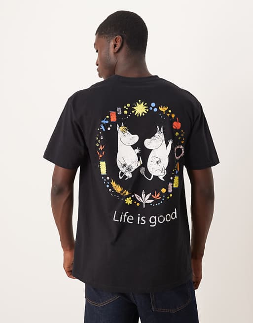 ASOS DESIGN Unisex Oversized T-shirt With Moomin Prints In Black