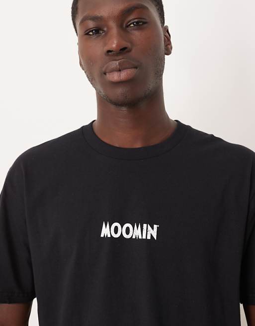 ASOS DESIGN Unisex Oversized T-shirt With Moomin Prints In Black