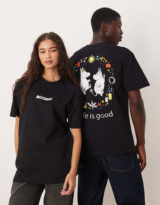 ASOS DESIGN unisex oversized t-shirt with Moomin prints in black