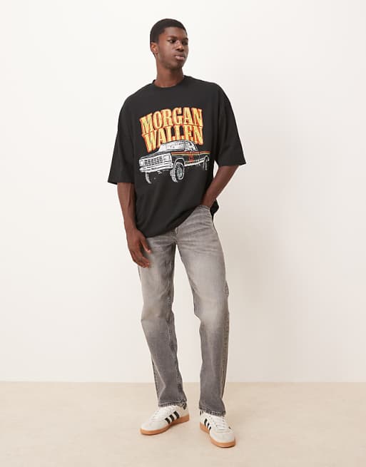 ASOS DESIGN Unisex Oversized T-shirt With Morgan Wallen Prints In Black