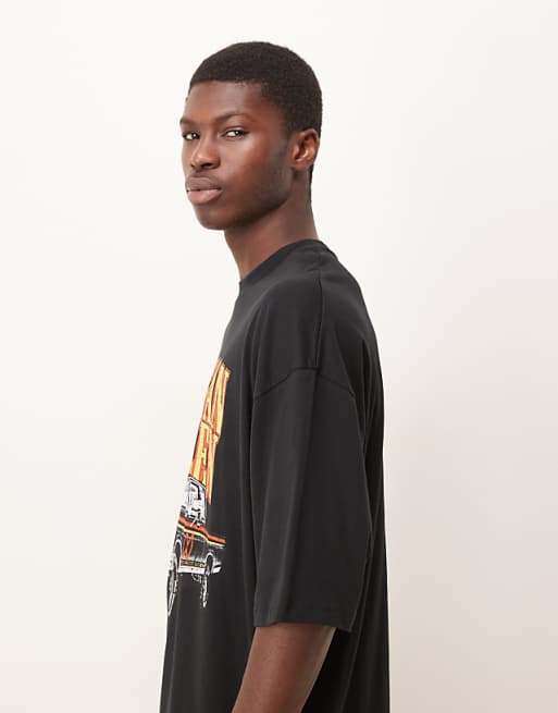 ASOS DESIGN Unisex Oversized T-shirt With Morgan Wallen Prints In Black