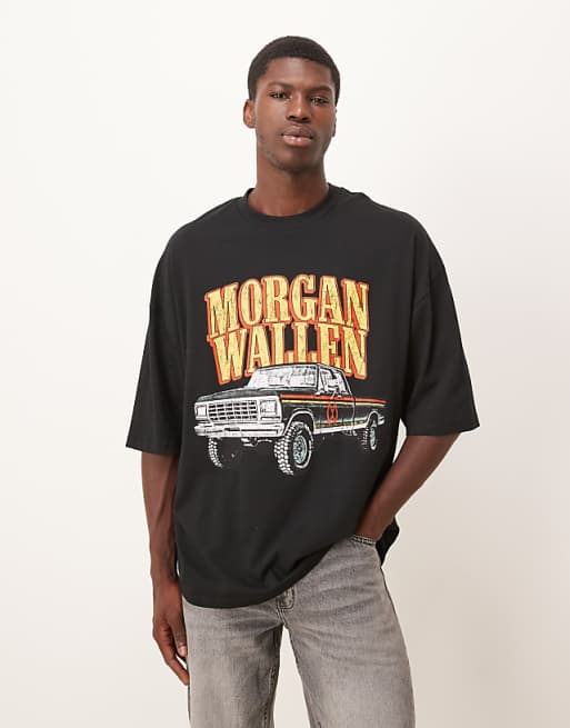 ASOS DESIGN unisex oversized t-shirt with Morgan Wallen prints in Black