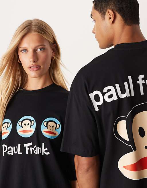 ASOS DESIGN Unisex Oversized T-shirt With Paul Frank Prints In Black