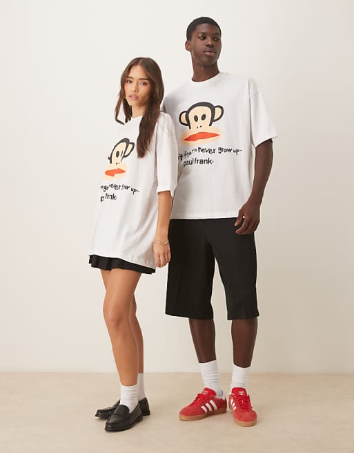 ASOS DESIGN Unisex Oversized T-shirt With Paul Frank Prints In White