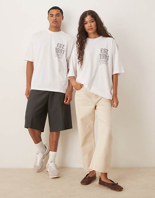 ASOS DESIGN Unisex Oversized T-shirt With Rugrats Prints In White
