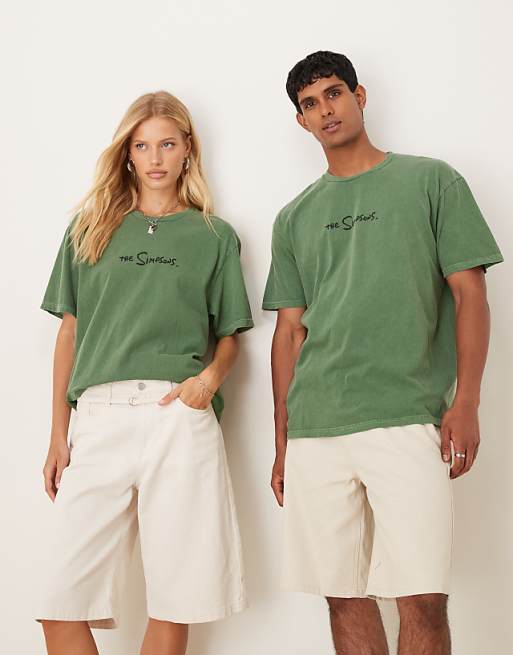 ASOS DESIGN Unisex Oversized T-shirt With The Simpsons Prints In Green