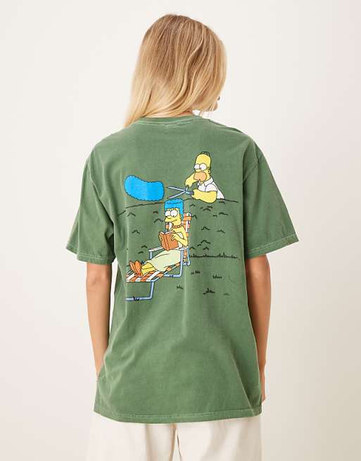 ASOS DESIGN Unisex Oversized T-shirt With The Simpsons Prints In Green