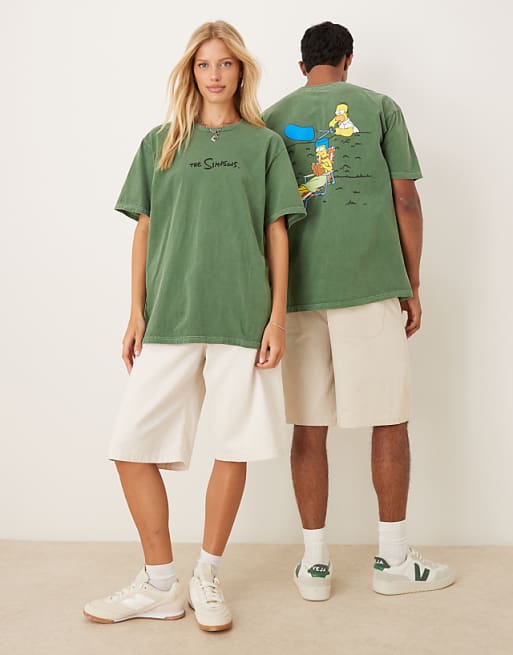 ASOS DESIGN unisex oversized t-shirt with The Simpsons prints in green