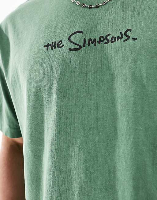 ASOS DESIGN Unisex Oversized T-shirt With The Simpsons Homer Hedge Print In Washed Green