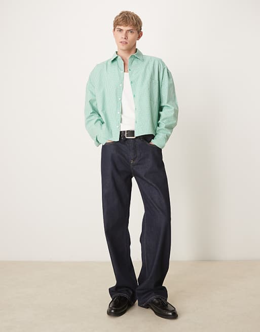 ASOS DESIGN Volume Oversize Boxy Shirt In Micro Green Check