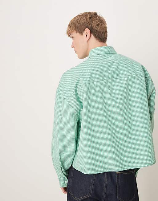 ASOS DESIGN Volume Oversize Boxy Shirt In Micro Green Check