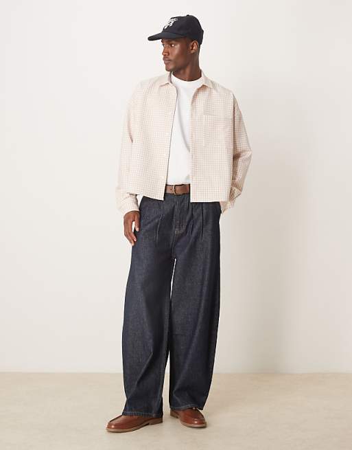 ASOS DESIGN Volume Oversized Boxy Shirt In Pink Check