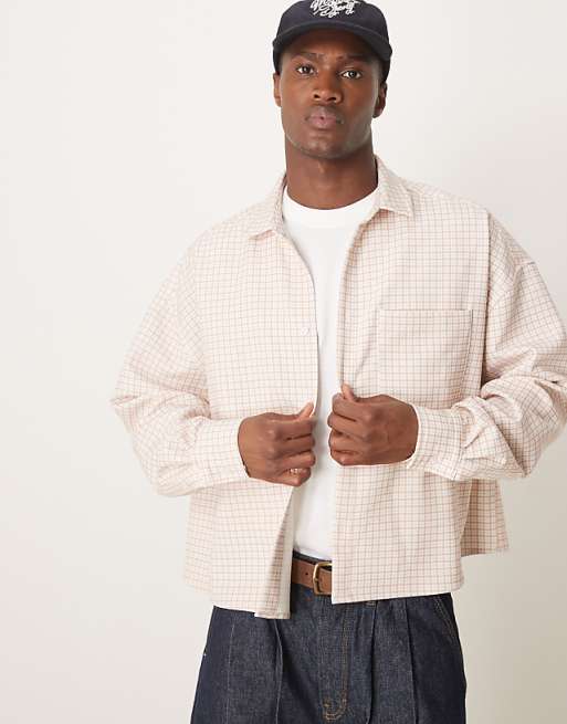 ASOS DESIGN volume oversized boxy shirt in pink check