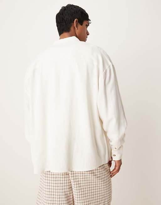 ASOS DESIGN Volume Oversized Linen Blend Shirt In White