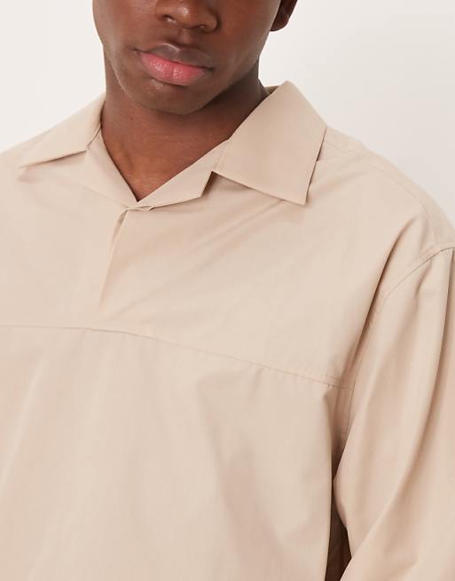 ASOS DESIGN Volume Oversized Textured Shirt In Beige
