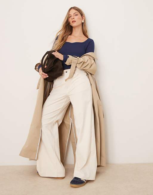 ASOS DESIGN Waffle Sweetheart Waffle Top In Navy