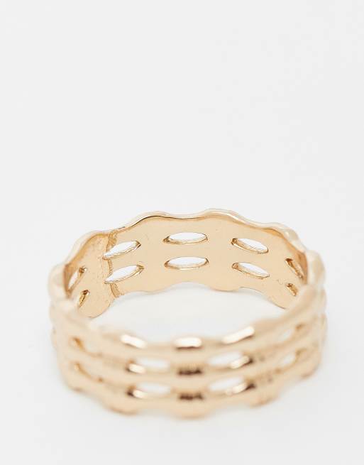 ASOS DESIGN Watch Chain Ring In Gold Tone