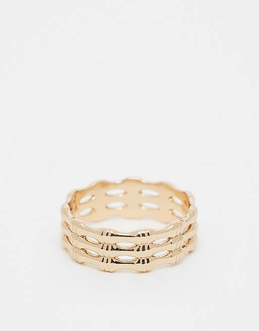 ASOS DESIGN watch chain ring in gold tone