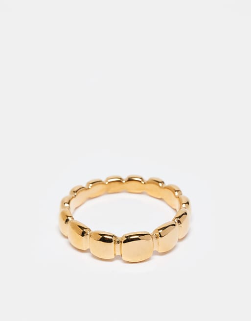 ASOS DESIGN waterproof stainless puff band ring in gold tone