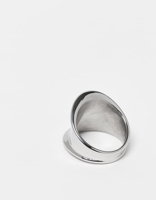 ASOS DESIGN Waterproof Stainless Steel Abstract Ring In Silver Tone