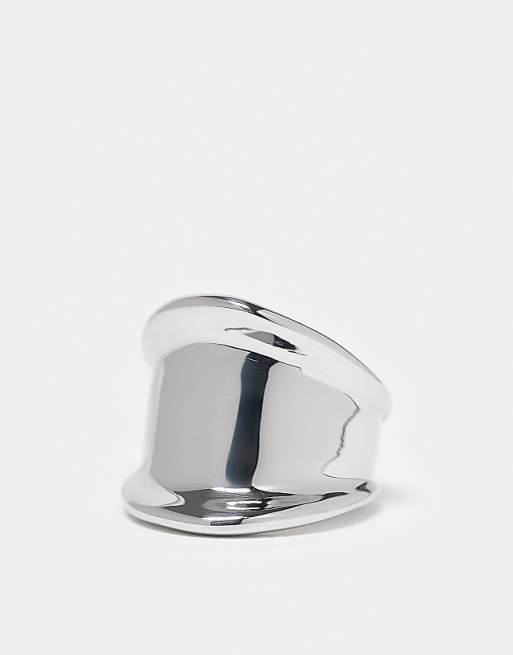 ASOS DESIGN waterproof stainless steel abstract ring in silver tone