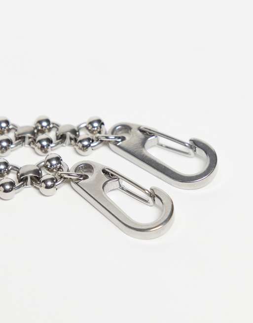ASOS DESIGN Waterproof Stainless Steel Beaded Ball Chain Jeans Chain In Silver Tone