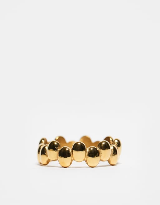 ASOS DESIGN Waterproof Stainless Steel Bubble Band Ring In Gold Tone