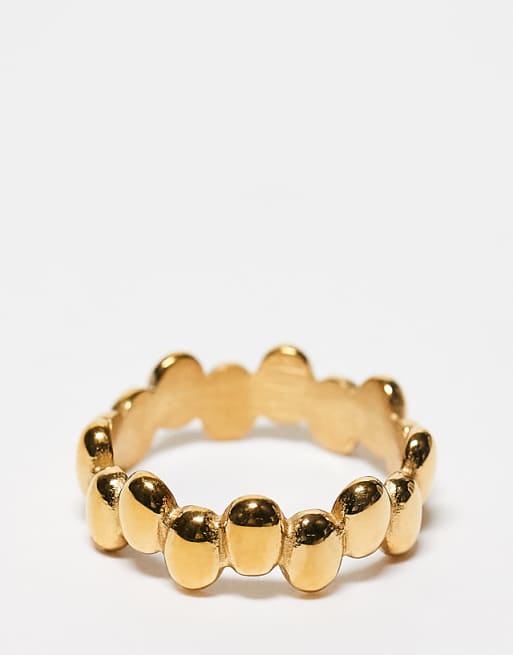 ASOS DESIGN waterproof stainless steel bubble band ring in gold tone