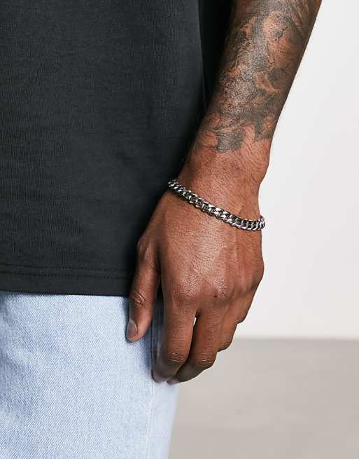 ASOS DESIGN Waterproof Stainless Steel Chain Bracelet In Silver Tone - SILVER