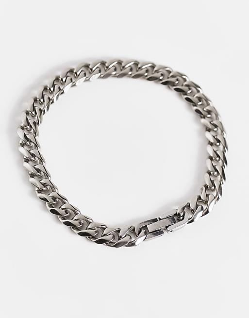 ASOS DESIGN Waterproof Stainless Steel Chain Bracelet In Silver Tone - SILVER