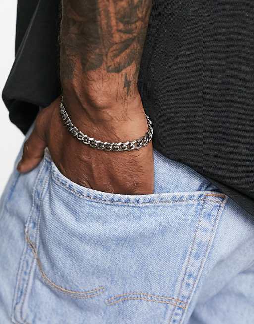 ASOS DESIGN waterproof stainless steel chain bracelet in silver tone - SILVER