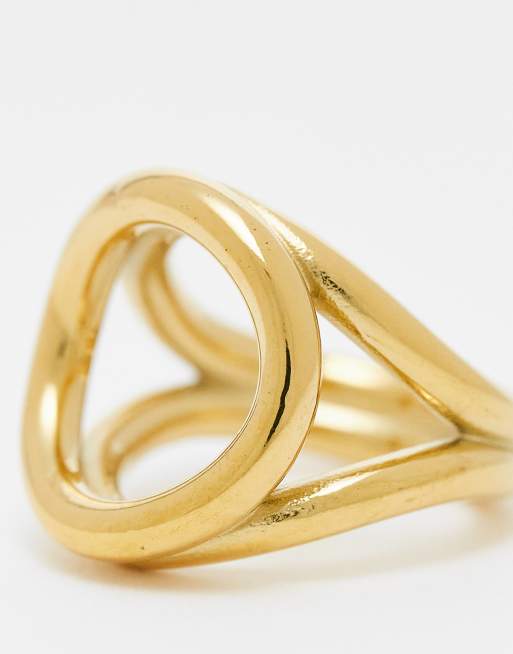 ASOS DESIGN Waterproof Stainless Steel Ring In Circle Design In Gold Tone