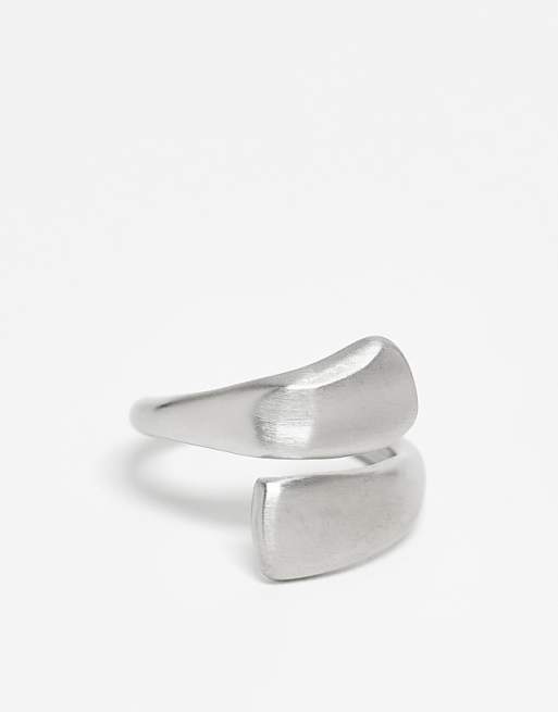 ASOS DESIGN waterproof stainless steel wrap ring in silver tone