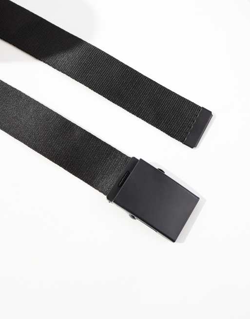ASOS DESIGN Webbing Belt With Matte Black Buckle In Black