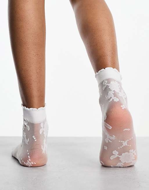 ASOS DESIGN White Lace Sock