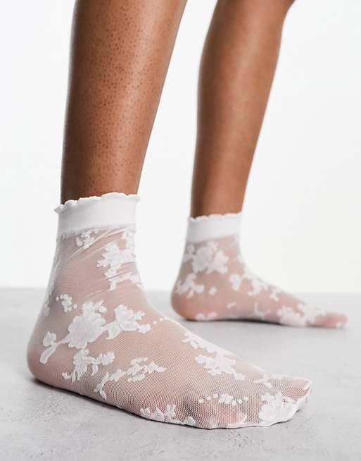 ASOS DESIGN White Lace Sock