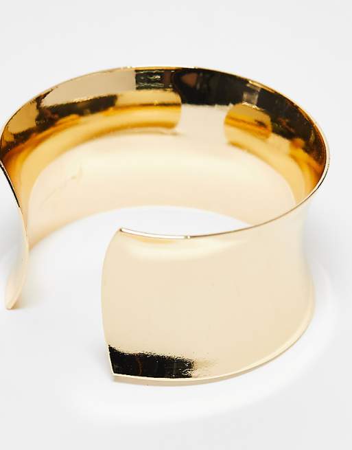 ASOS DESIGN Wide Cuff Bracelet In Gold Tone