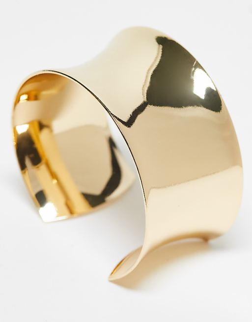 ASOS DESIGN Wide Cuff Bracelet In Gold Tone