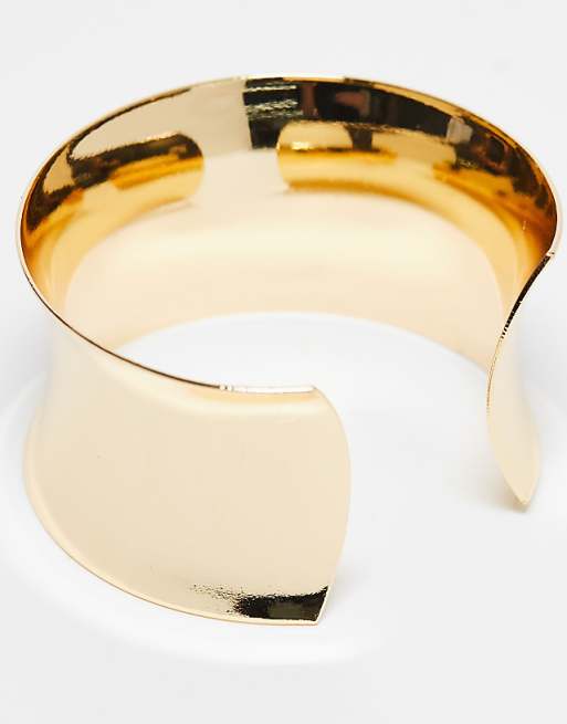 ASOS DESIGN Wide Cuff Bracelet In Gold Tone