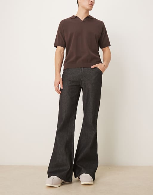 ASOS DESIGN wide flare jeans in black rinse