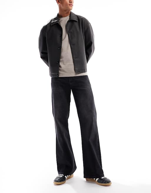 ASOS DESIGN wide flare jeans in black wash